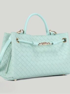 Mint  Woven Leather Tote Handbag
